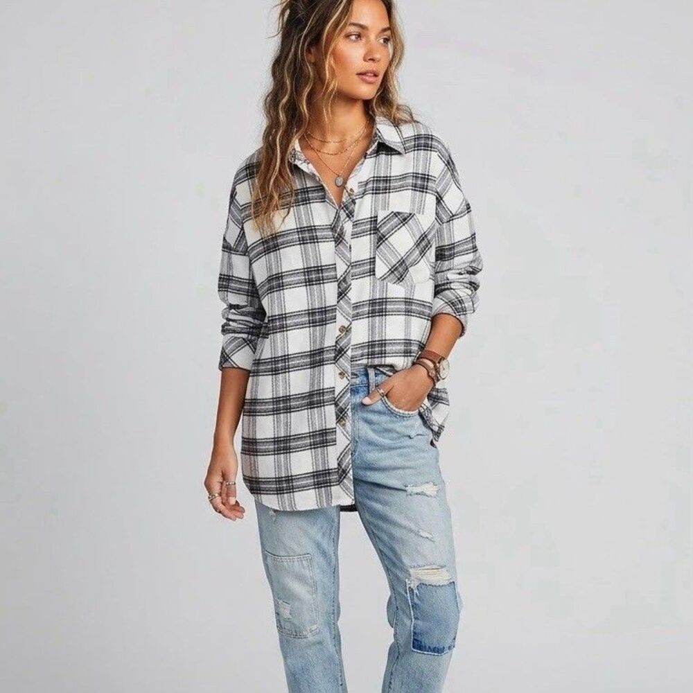 Ci Sono Button Up Shirt Sz Medium Flannel Plaid Collection Gorpcore Cabincore